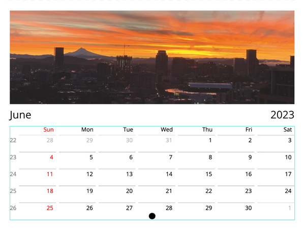 PDX Skyline calendar